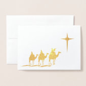 Drie Wijzen met Kerstster Goud Folie Kaarten (Voorkant met envelop)