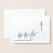 Drie Wijzen met Kerstster Zilver Folie Kaarten (Voorkant met envelop)