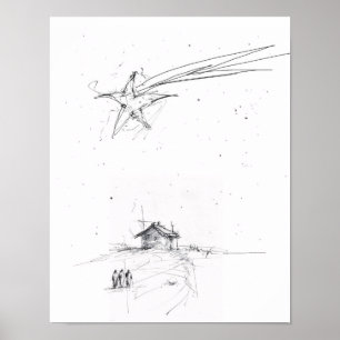 Drie Wijzen – Minimalistische Geboorteschets Poster