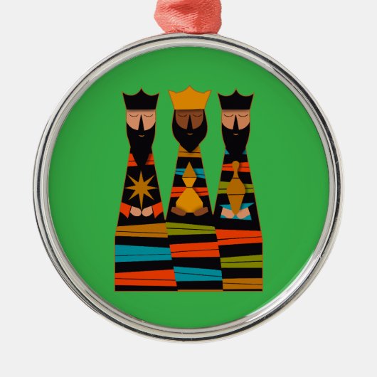 Drie Wijzen Modern Midden-Eeuw Metalen Ornament (Voorkant)