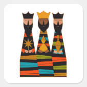 Drie Wijzen Modern Midden-Eeuw Vierkante Sticker (Voorkant)