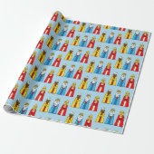 Drie Wijzen op Lichtblauw Cadeaupapier (Uitgerold)