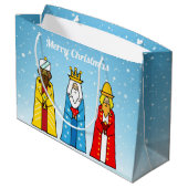 Drie Wijzen op Lichtblauw Groot Cadeauzakje (Achterkant Gekanteld)