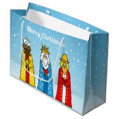 Drie Wijzen op Lichtblauw Groot Cadeauzakje (Voorkant Gekanteld)