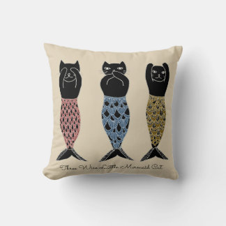 Drie wijzen op Mermaid Cats Kussen