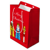 Drie Wijzen op Rode Middelgrote Cadeaubag Medium Cadeauzakje (Achterkant Gekanteld)