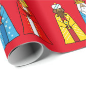 Drie Wijzen op Rood Cadeaupapier (Rol Hoek)