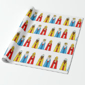Drie Wijzen op Witte achtergrond Cadeaupapier (Uitgerold)