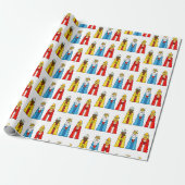 Drie Wijzen op Witte achtergrond Cadeaupapier (Uitgerold)
