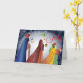 Drie Wijzen Religieuze Kerstkaart Kaart (Gele Bloem)