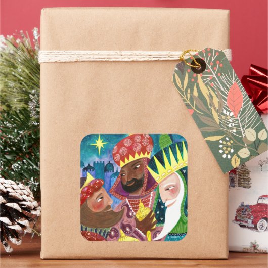 Drie Wijzen religieuze Kerstvakantie Vierkante Sticker (Feestdagen)