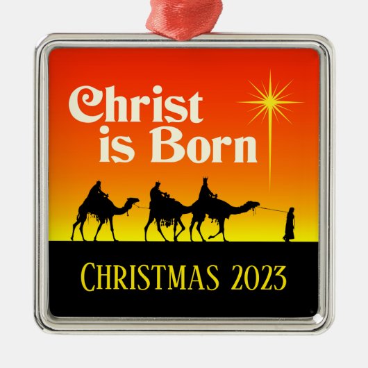 Drie Wijzen Ster van Bethlehem Kerstmis Metalen Ornament (Voorkant)