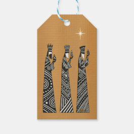 Drie Wijzen Zwart en Wit Kerststal scène Cadeaulabel