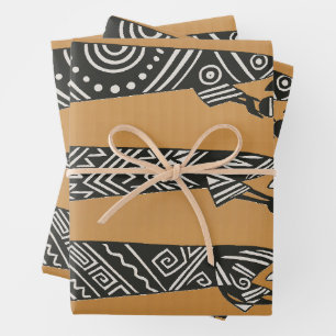 Drie Wijzen Zwart & Wit Kerstmis Geboorte Inpakpapier Vel