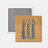 Drie Wijzen Zwart & Wit Kerstmis Geboorte Magneet (Voorkant / Achterkant)