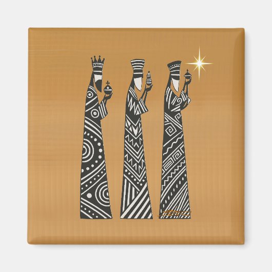 Drie Wijzen Zwart & Wit Kerstmis Geboorte Magneet (Voorkant)