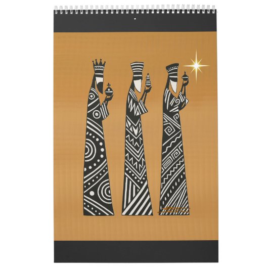 Drie Wijzen Zwart & Wit Kerststal Kalender (Hoes)