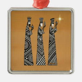 Drie Wijzen Zwart & Wit Kerststal Metalen Ornament
