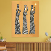 Drie Wijzen Zwart & Witte Kerststal Canvas Afdruk (Insitu (Woonkamer))