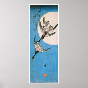 Drie Wild Geese Flying van Utagawa Hiroshige Poster