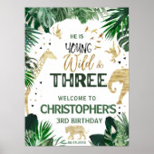 Drie Wild Oerwoud kinderen Verjaardagsfeestje welk Poster (Voorkant)