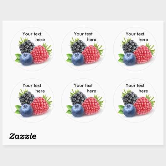 Drie wilde bessen ronde sticker (Vel)
