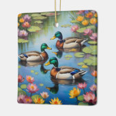Drie wilde eenden keramisch ornament (Links)