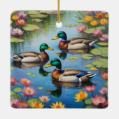 Drie wilde eenden keramisch ornament (Achterkant)