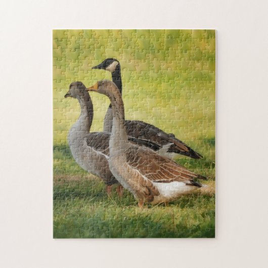 Drie wilde ganzen Natuur kunstpuzzel Legpuzzel (Verticaal)