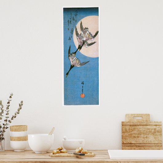 Drie wilde ganzen vliegen naar beneden poster (Keuken)