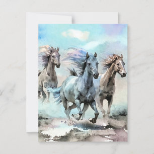 Drie Wilde Mustangs Rennen Over De Vlaktes Briefkaart