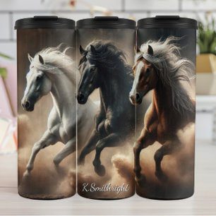 Drie Wilde Paarden Stofgalop Thermosbeker