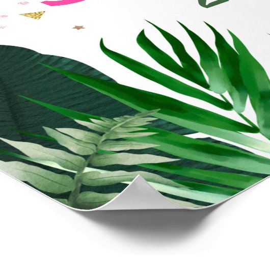 Drie Wilde Roze T-Rex 3rd Birthday Party Welkom Poster (Hoek)