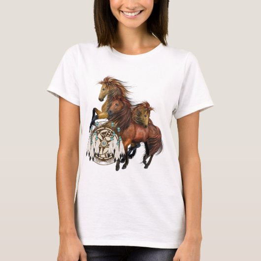 Drie Wilde Stallions en Mandala Shirt (Voorkant)