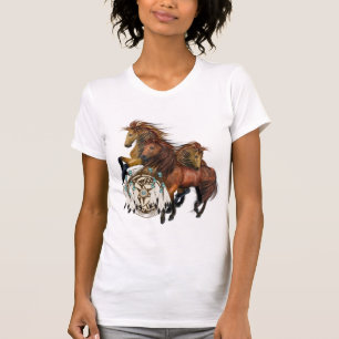 Drie Wilde Stallions en Mandala Shirt