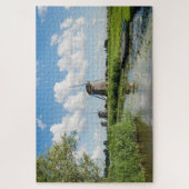 Drie windmolens en een kanaal met boten in Nederla Legpuzzel (Verticaal)