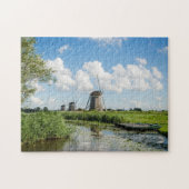 Drie windmolens en een puzzelpuzzel in het kanaal legpuzzel (Horizontaal)
