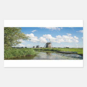 Drie windmolens en een rechthoekige kanaalsticker sticker