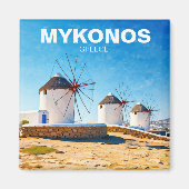 Drie windmolens in Mykonos Griekenland Cycladen Re Magneet (Voorkant)