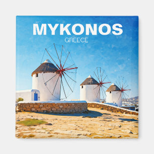 Drie windmolens in Mykonos Griekenland Cycladen Re Magneet