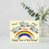 Drie Wippenvel die een regenbooggelukkig jaar leap Briefkaart (Staand voorkant)