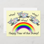 Drie Wippenvel die een regenbooggelukkig jaar leap Briefkaart (Voorkant / Achterkant)