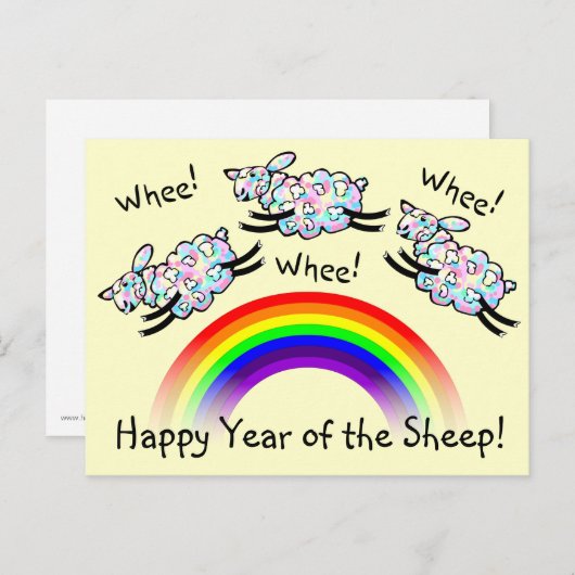 Drie Wippenvel die een regenbooggelukkig jaar leap Briefkaart (Voorkant / Achterkant)