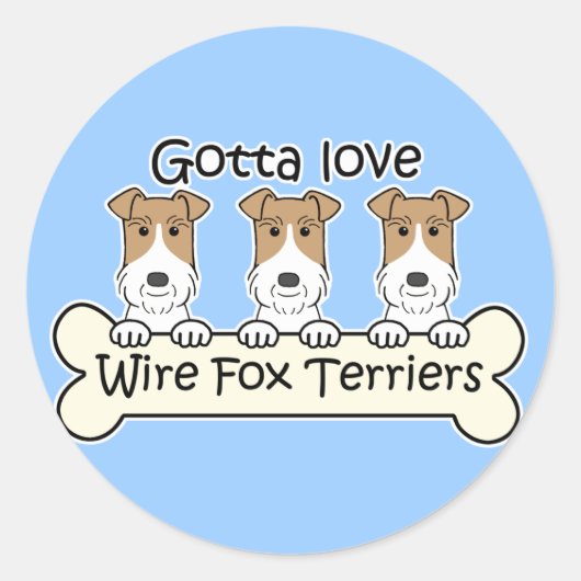 Drie Wire Fox Terriers Ronde Sticker (Voorkant)