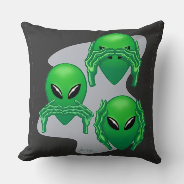 Drie Wise Aliens Kussen (Voorkant)