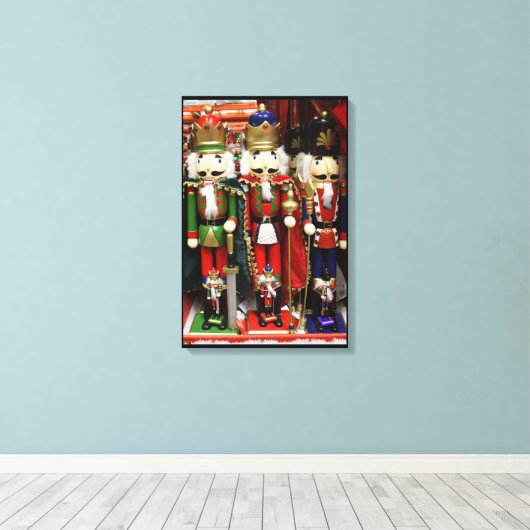 Drie Wise Crackers - Nutkraker Soldaten Canvas Afdruk (Insitu (Houten vloer))