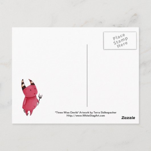 Drie Wise Devils - Little Devils art Briefkaart (Achterkant)