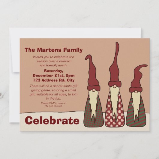 Drie Wise Elves, uitnodiging van de kerstpartij (Voorkant)