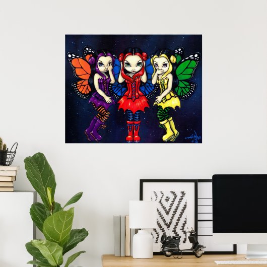 Drie Wise Faeries Gothic Firy Art Print (Thuiskantoor)