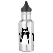 Drie Wise Katten zwart-wit Aangepast Waterfles (Links)